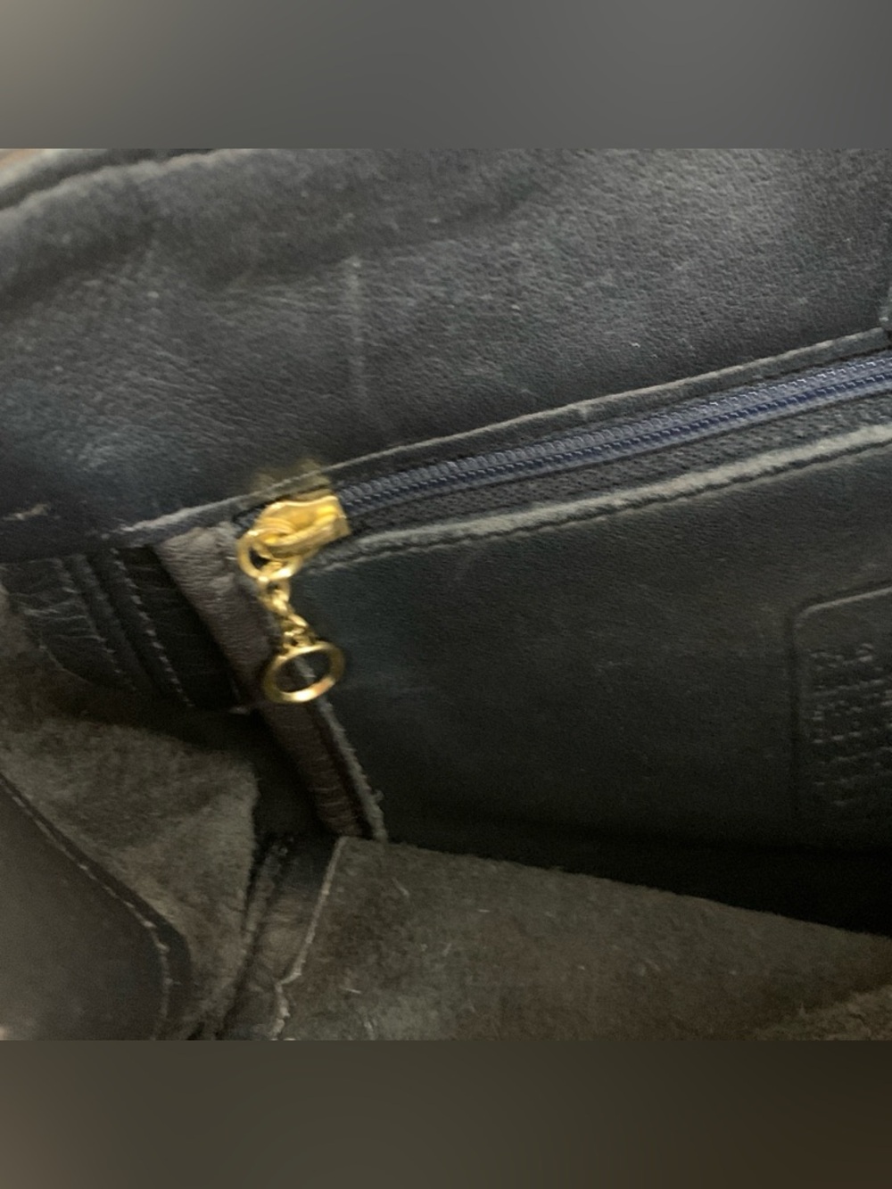Coach Vintage Waverly SoHo Buckle Bag Shoulder Purse Navy Blue Brass Gold Tone! - Picture 14 of 16